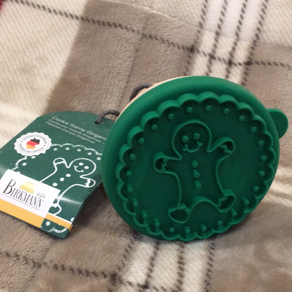 Christmas Holiday Gingerbread Cookie Press Wood Silicon Germany NWT